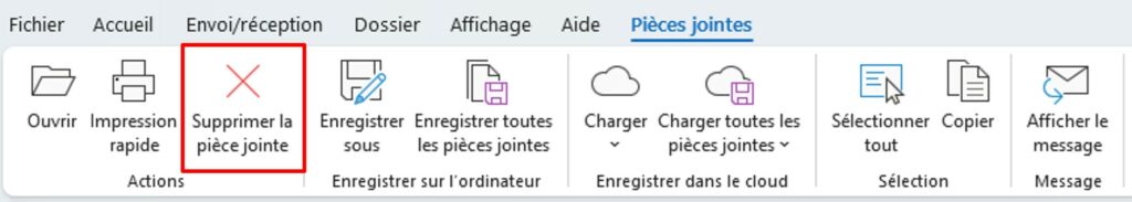 Outlook : Supprimer une pièce jointe sans supprimer l'email - Misty'tips