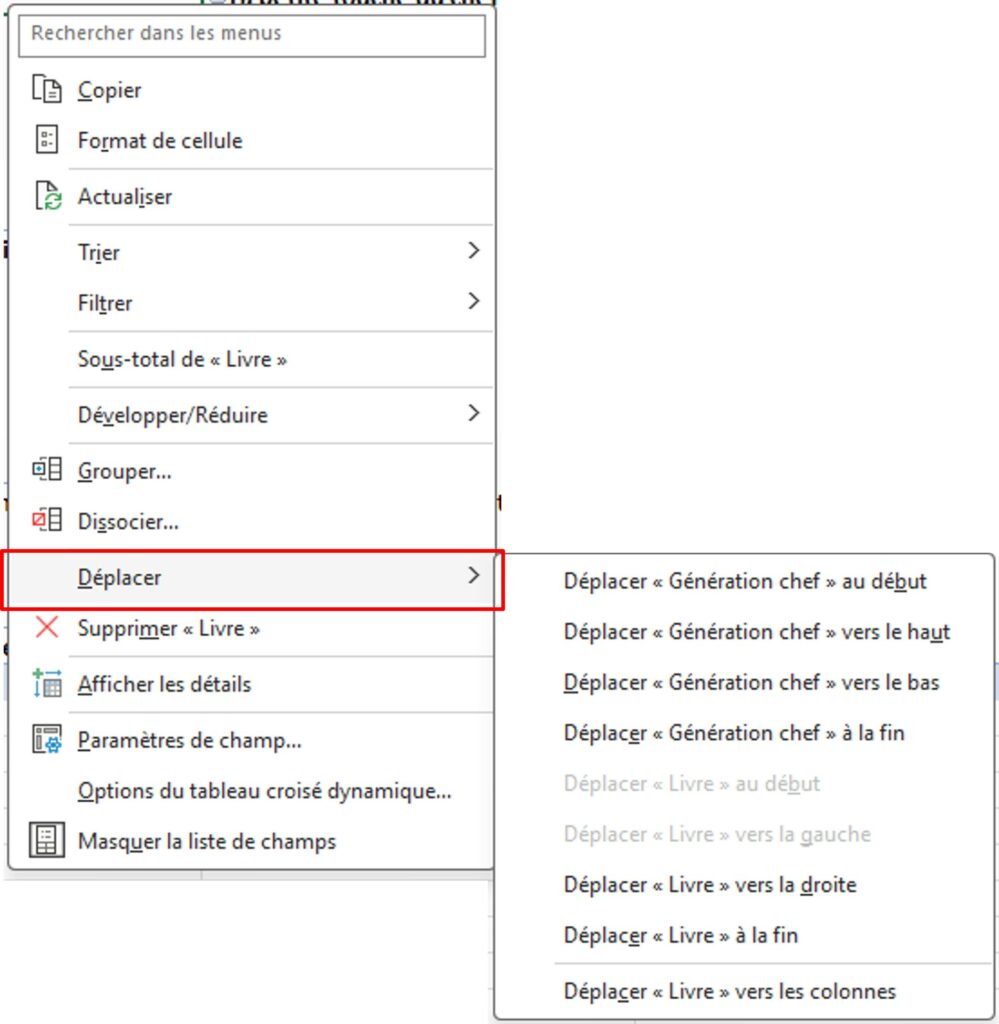 Tableau Croisé Dynamique Changer l'ordre des lignes Misty'tips