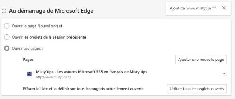 Edge : Changer la page d'accueil - Misty'tips